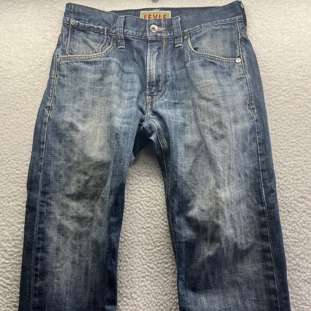 Levis Jeans Mens 33x32 Blue 514 Slim Straight Original Chore Grunge Thrashed Fit - Picture 3 of 16